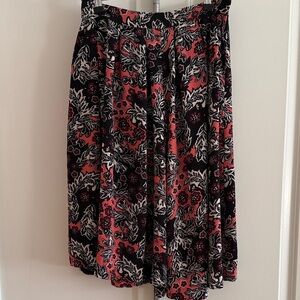 H&M Black and Pink Floral A-Line Skirt